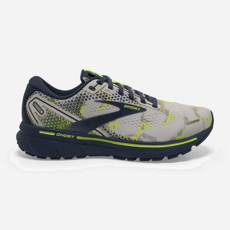 Brooks Women's Ghost 14 Cushioned Road Running Shoes Singapore - Moonbeam/Nightlife/Navy/GreenYellow